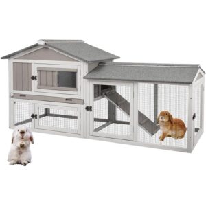 Gowoodhut PET36 Rabbit Hutch Indoor Outdoor 68.9" L Bunny Hutch with Pull Out Tray