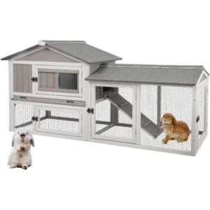 Gowoodhut PET35 Rabbit Hutch Indoor Outdoor 57 "L Bunny Hutch with Pull Out Tray