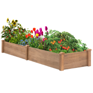 Gowoodhut GF20 Raised Garden Bed,Outdoor Wood Planter Box,High-end Natural fir Wood boltless assemblyfor Vegetables, Flowers, Herbs, and Succulents,w/Non-Woven Pad, 93 x 23 x 10in