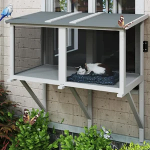Gowoodhut PET07 Cat Window Box,Wooden Cat Window Enclosure ,Window Catio Outdoor Enclosure