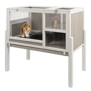 Gowoodhut PET37 Elevated Rabbit Hutch Indoor Wooden Bunny House with Detachable Legs