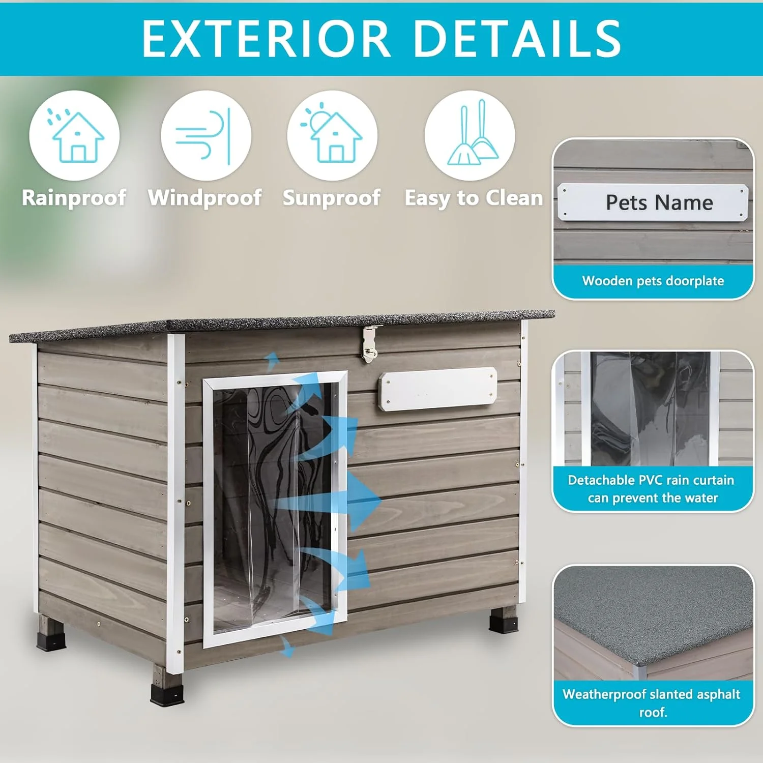Gowoodhut PET63 Dog House Outdoor & Indoor Wooden Dog Kennel for Small Dogs - Image 3