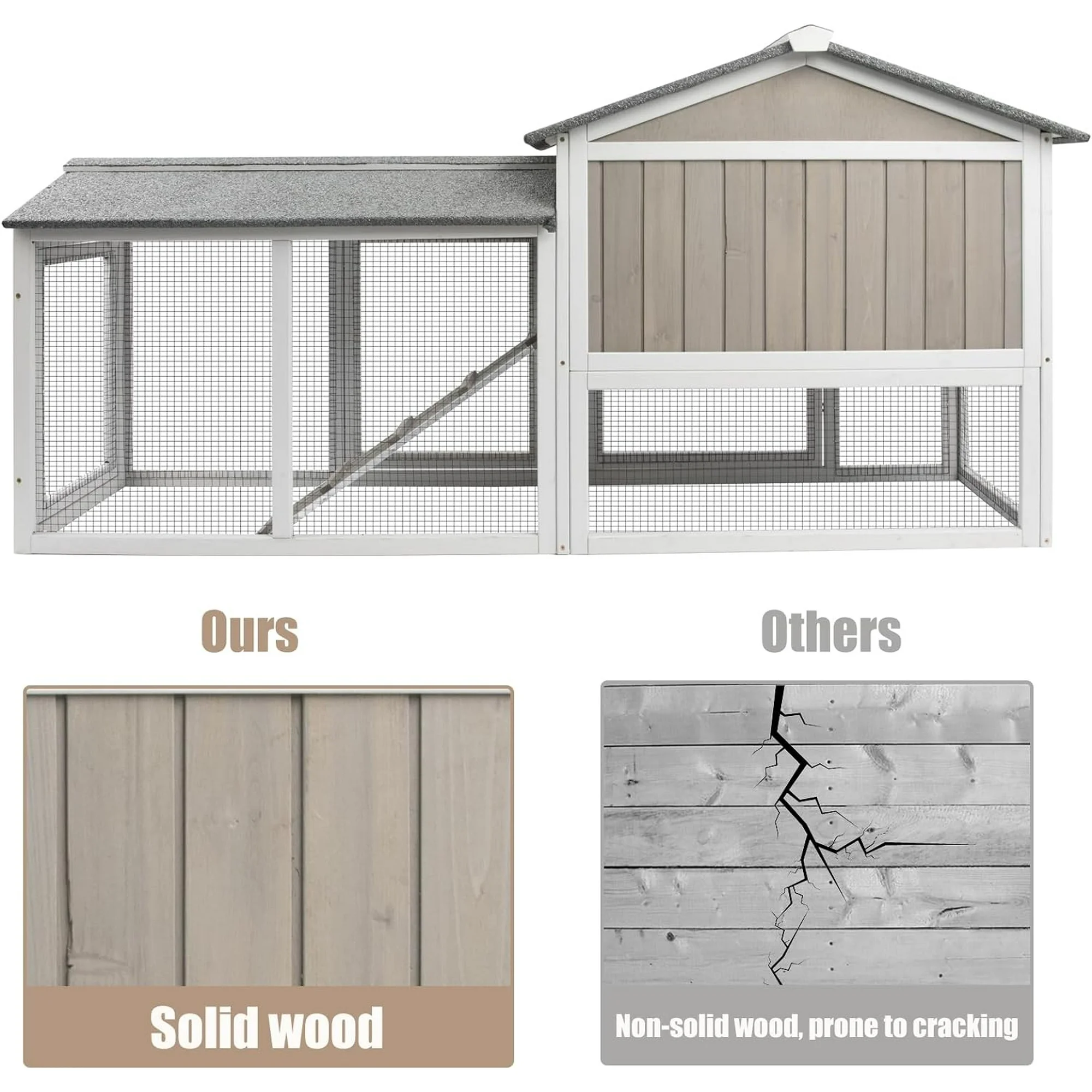 Gowoodhut PET35 Rabbit Hutch Indoor Outdoor 57 "L Bunny Hutch with Pull Out Tray - Image 3