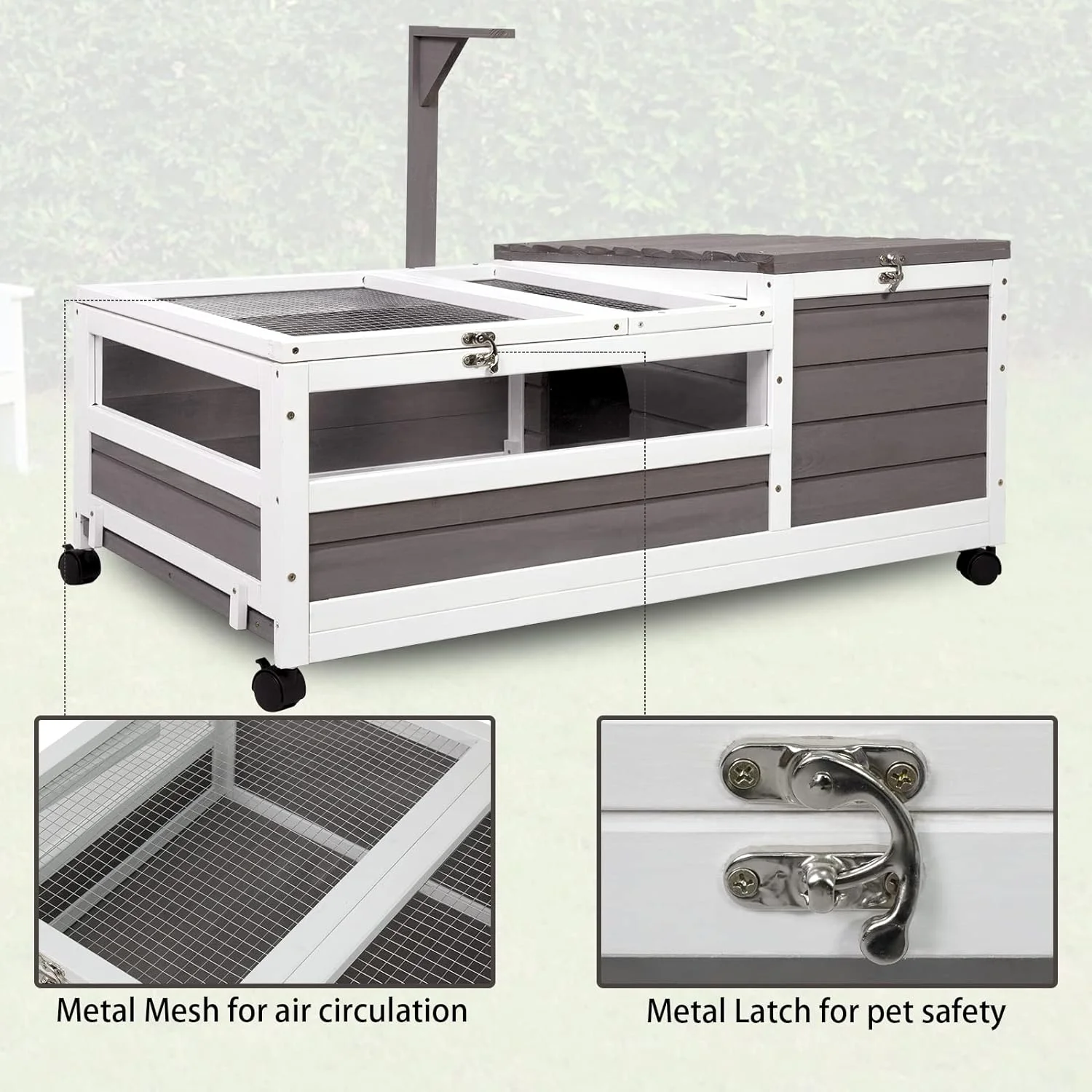 Gowoodhut TOR01 Tortoise Habitat On Wheels Large Wooden Tortoise House Outdoor Reptile Cage - Image 3