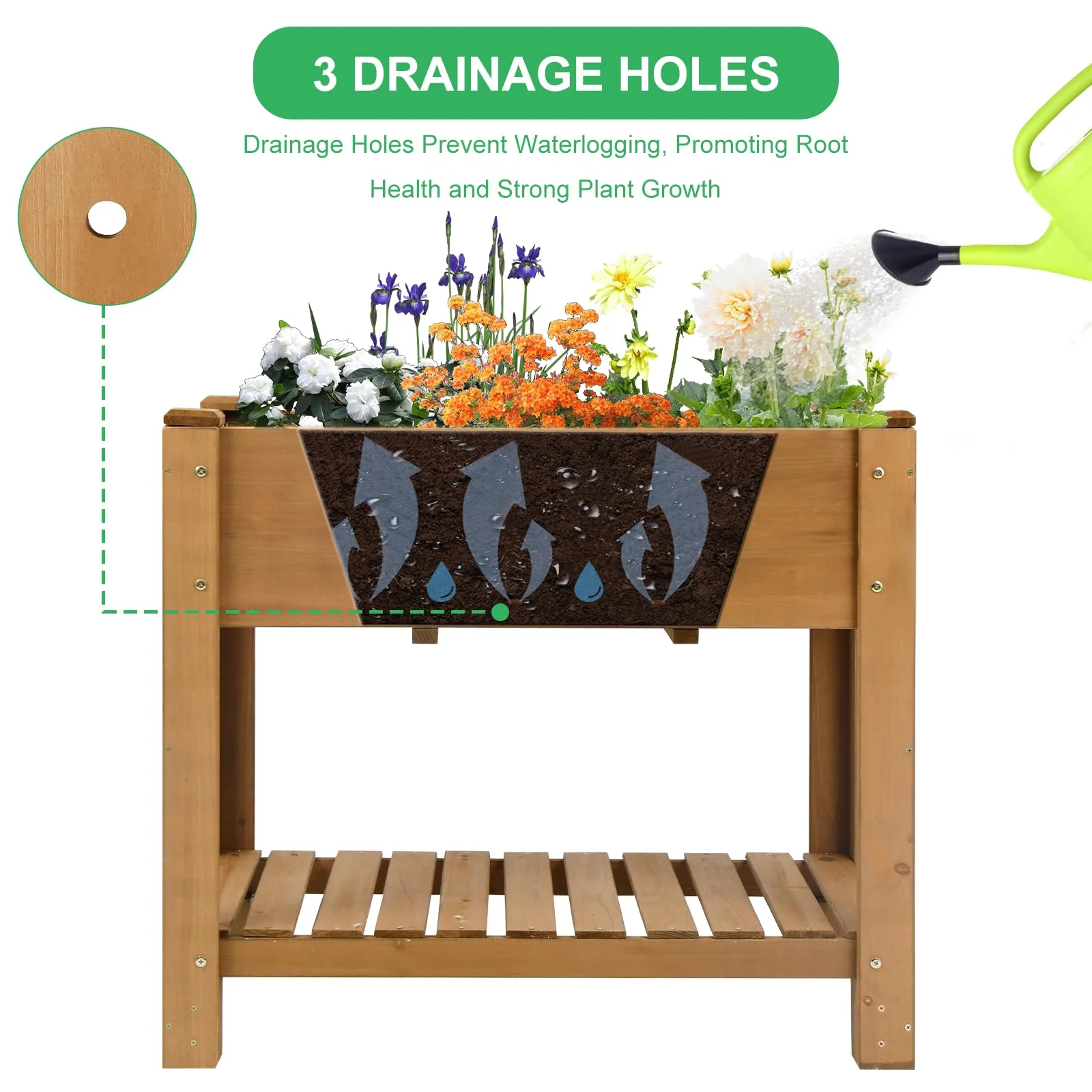 Gowoodhut GF27 Raised Garden Beds Outdoor With Legs Wood Elevated Garden Box With L-Connection Tabs Storage Shelf Leg Reinforcement - Image 3