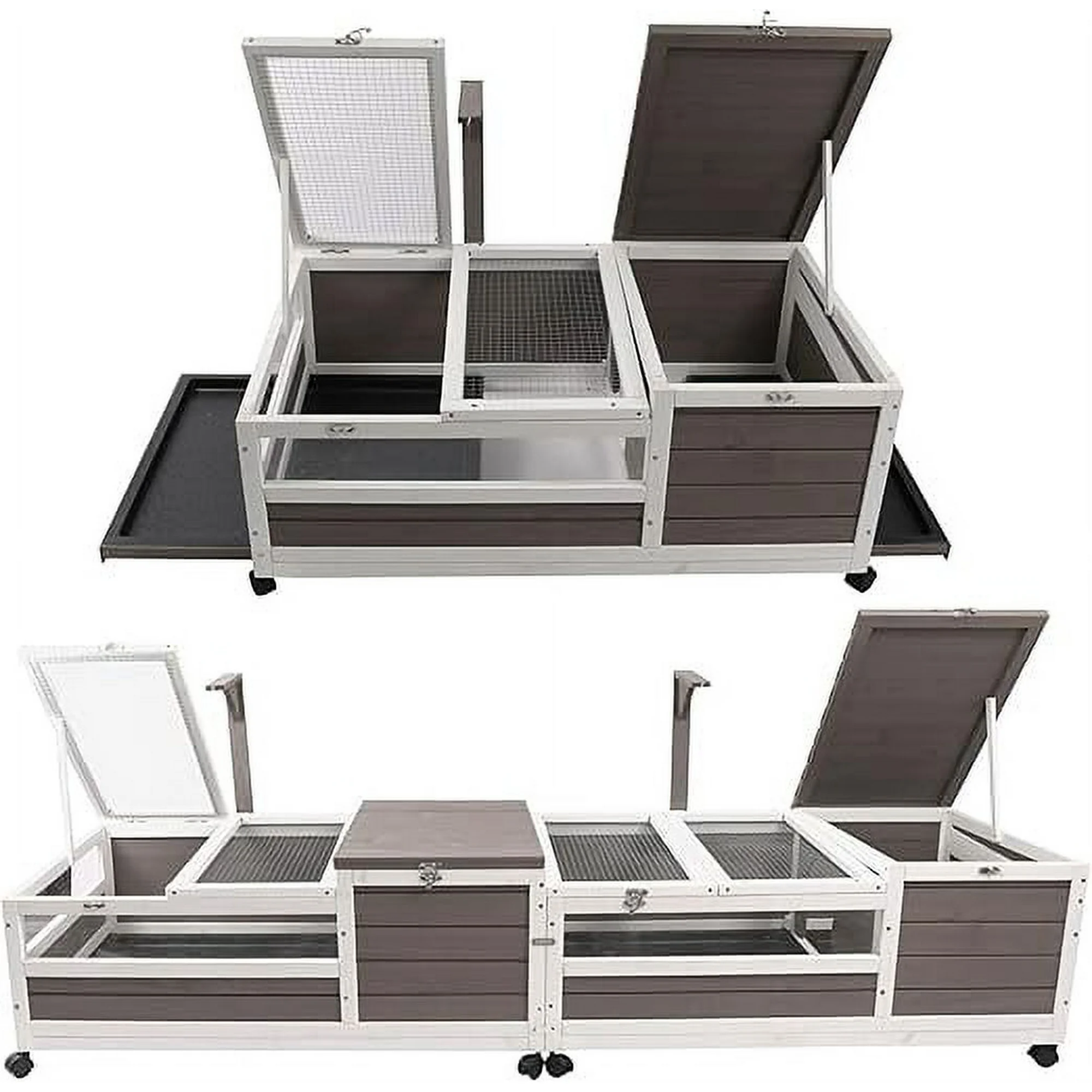 Gowoodhut TOR02 Tortoise Habitat On Wheels Large Wooden Tortoise House Outdoor Reptile Cage with Leak-Proof Trays - Image 4