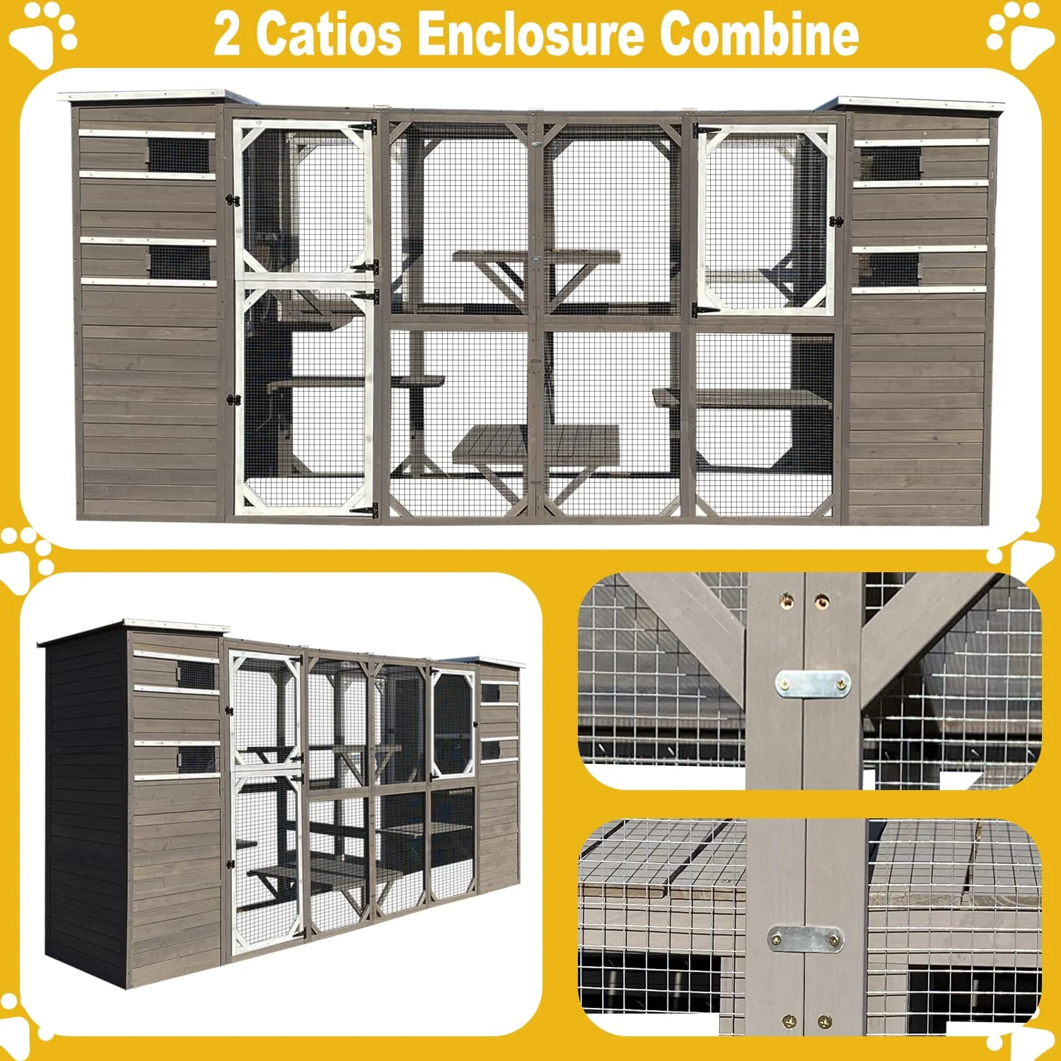 Gowoodhut CAT17 Catio Cat Enclosures Outdoor Wooden Weatherproof Cat House, Indoor Compatible - Image 4