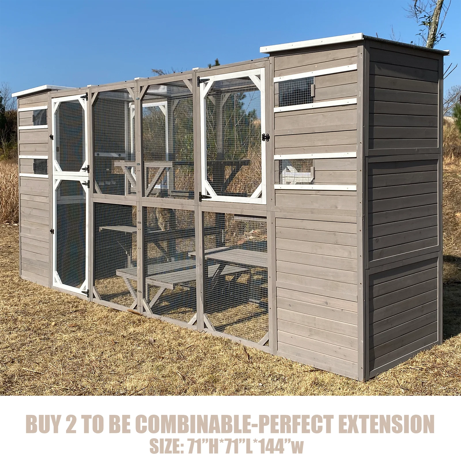 Gowoodhut CAT17 Catio Cat Enclosures Outdoor Wooden Weatherproof Cat House, Indoor Compatible - Image 5