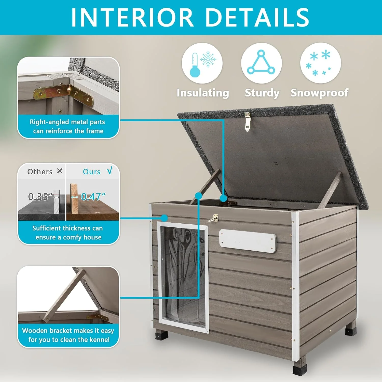 Gowoodhut PET63 Dog House Outdoor & Indoor Wooden Dog Kennel for Small Dogs - Image 7