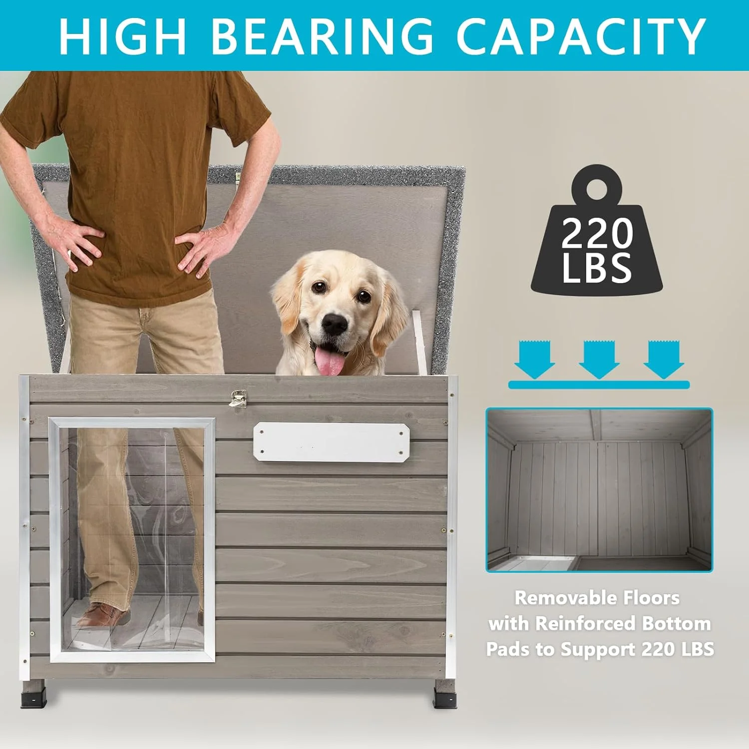 Gowoodhut PET63 Dog House Outdoor & Indoor Wooden Dog Kennel for Small Dogs - Image 8