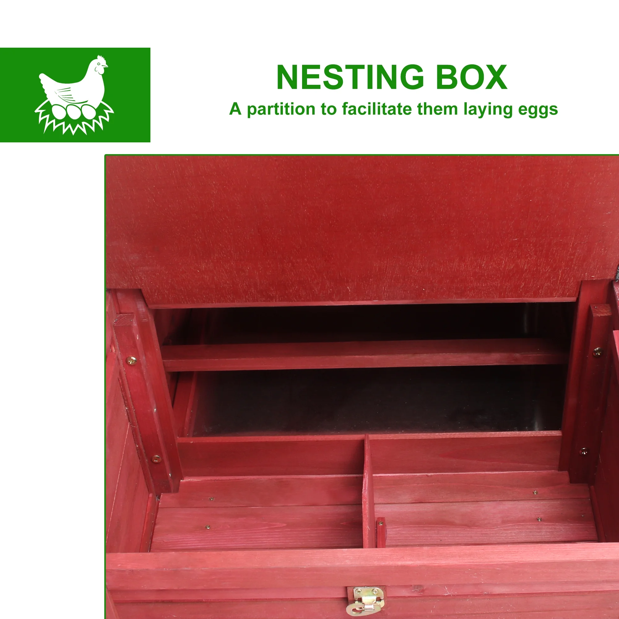 Gowoodhut PET01 Chicken Coop Large Outdoor Wooden Chicken Red - Image 2