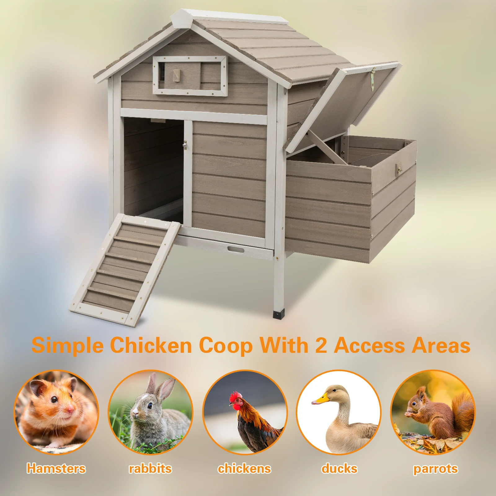 Gowoodhut PET26 Chicken Coop Chicken House Outdoor with Removable Trays - Image 3
