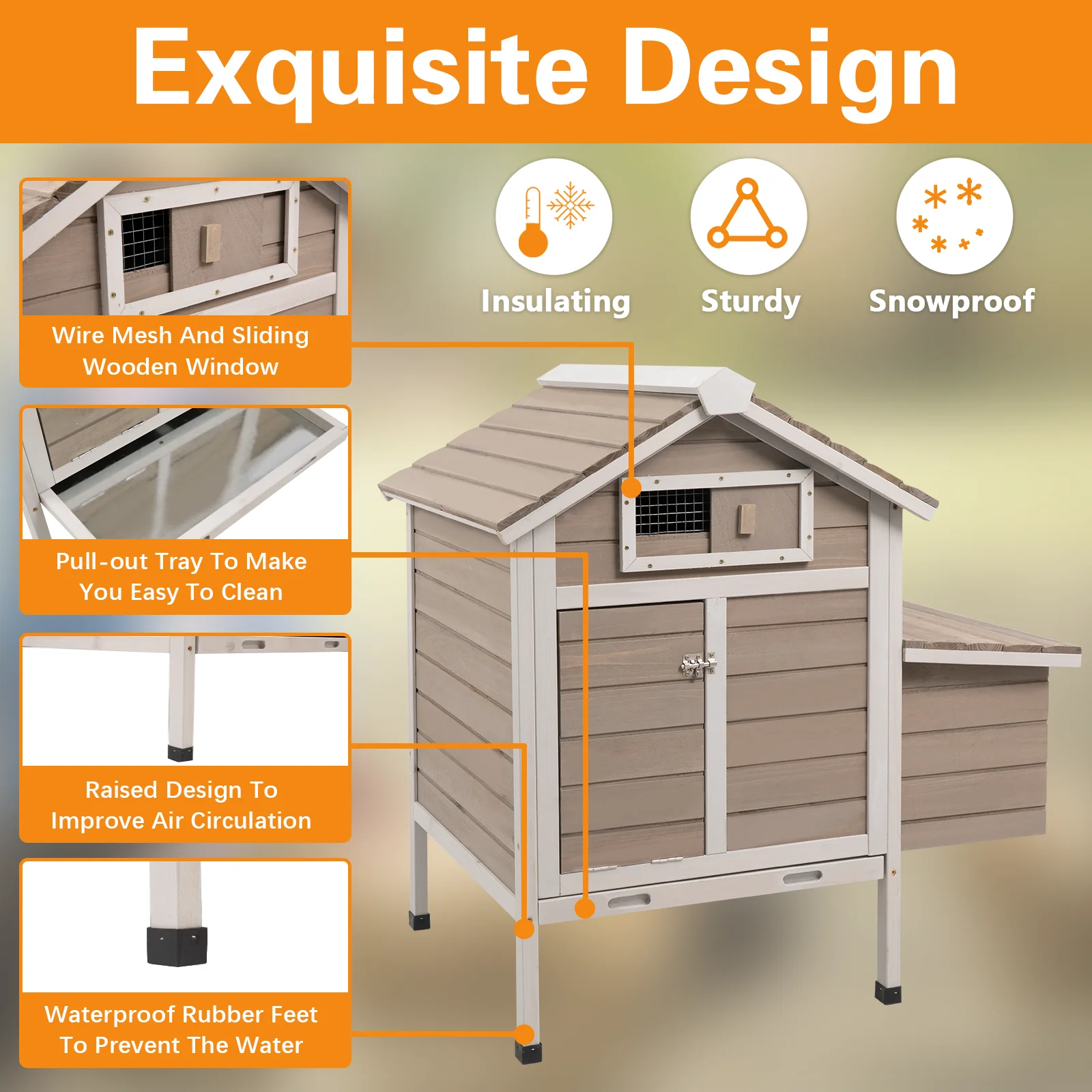 Gowoodhut PET26 Chicken Coop Chicken House Outdoor with Removable Trays - Image 6