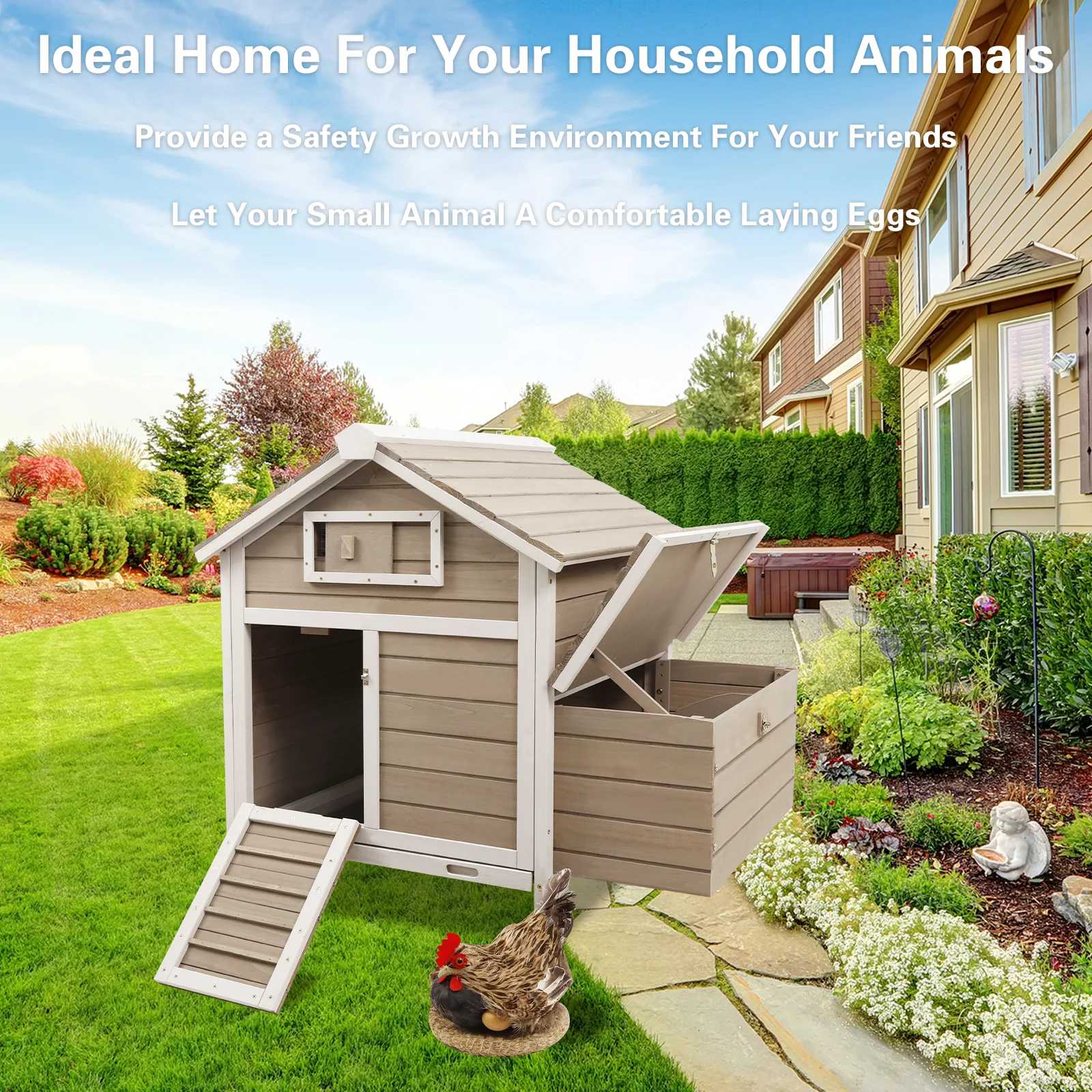 Gowoodhut PET26 Chicken Coop Chicken House Outdoor with Removable Trays - Image 7