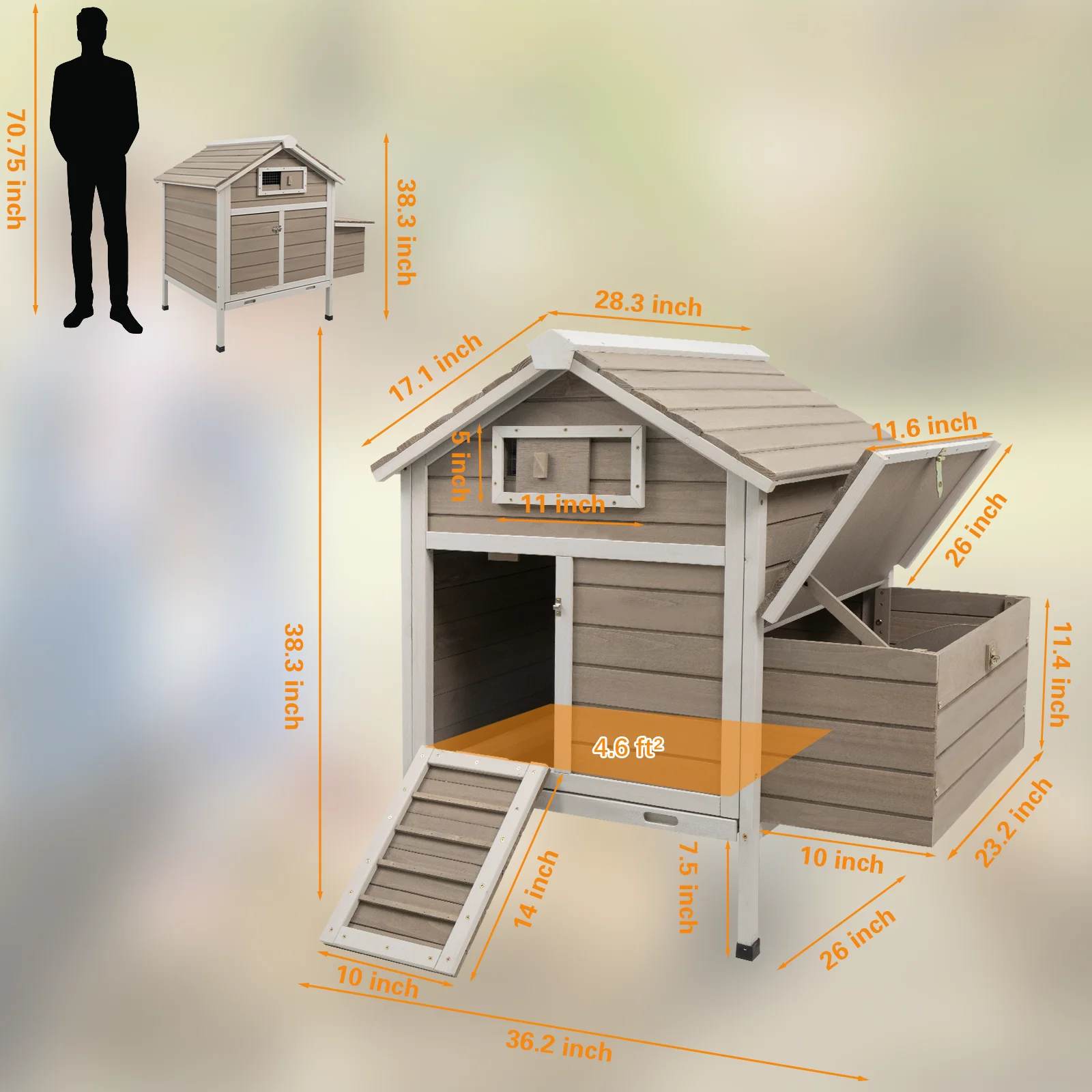 Gowoodhut PET26 Chicken Coop Chicken House Outdoor with Removable Trays - Image 8