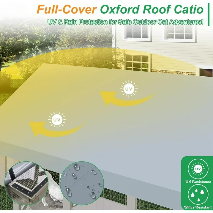 Gowoodhut Extra Large Catio Outdoor Cat Enclosure Waterproof, Walk-in Outdoor Pet House for Multiple Cats, Catio Cat Run Cage with Bridges, Weatherproof Full Cover, 8 Platforms, 2 Resting Box - Image 7